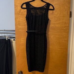 Vintage White House Black Market Black Lace Midi Dress